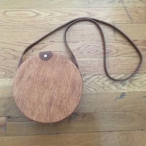 NWOT Round Wooden Shoulder Bag